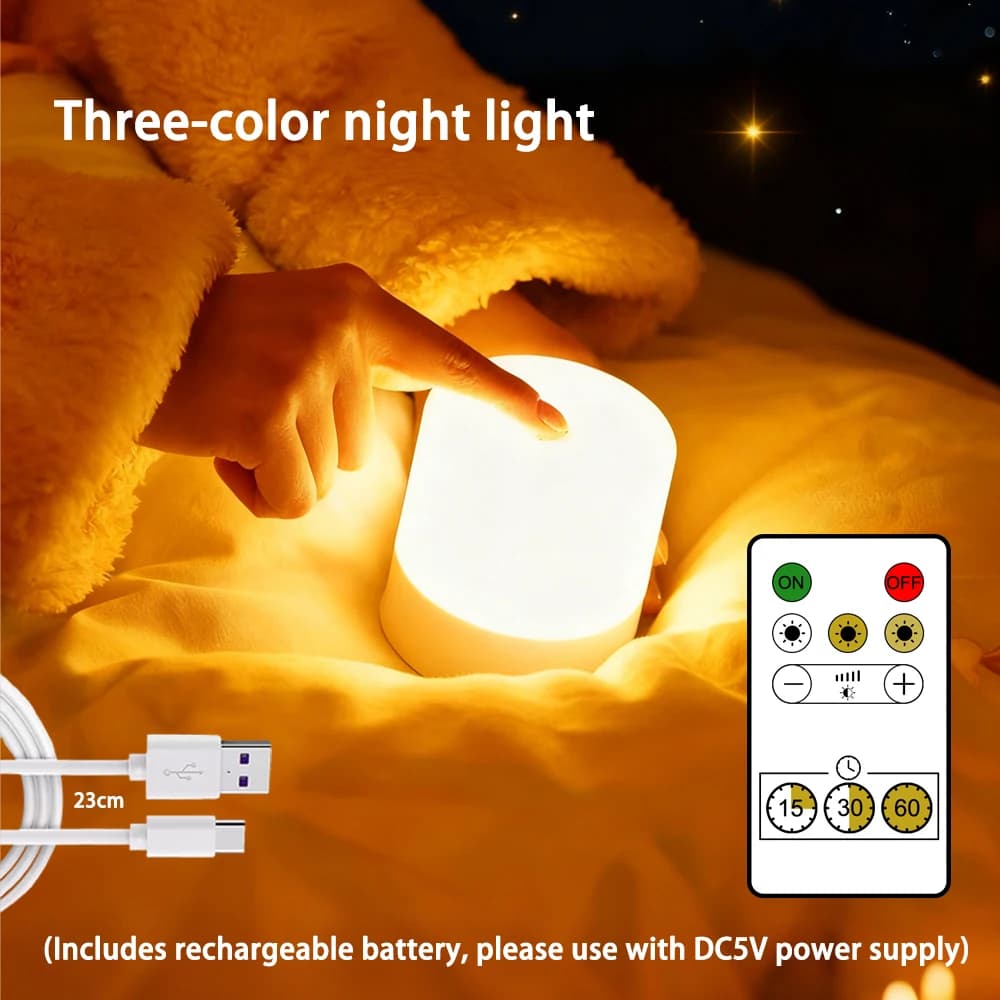 Lampe de nuit LED à intensité variable, rechargeable/à brancher, pour bureau, chambre à coucher, che
