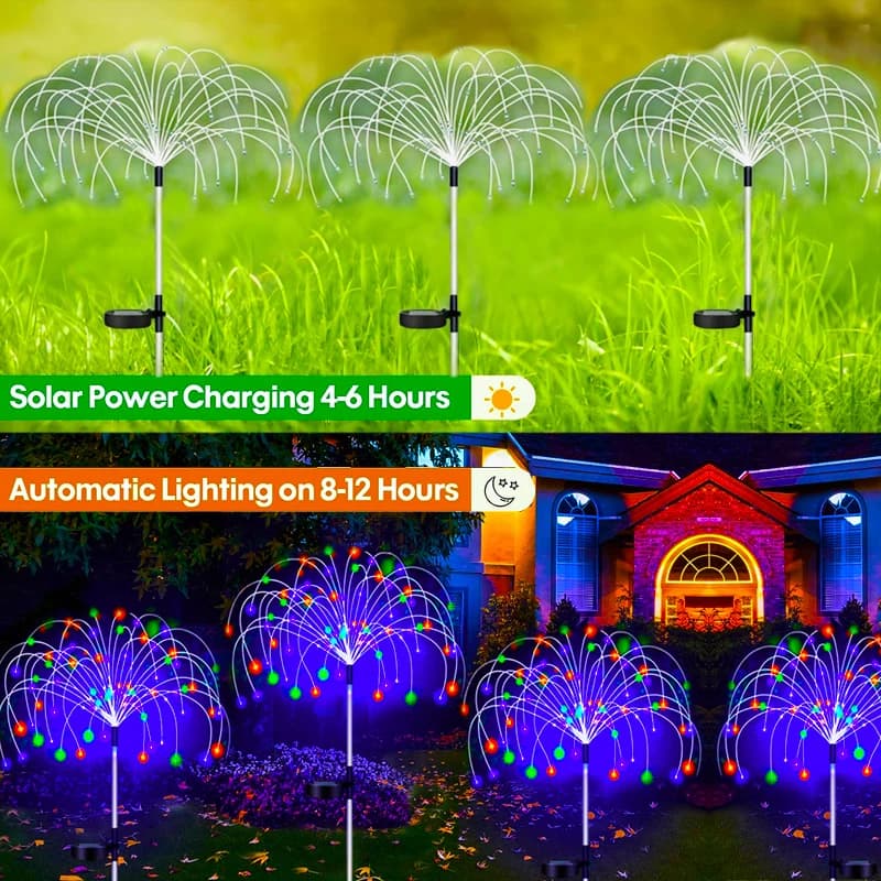 LED feu d'artifice solaire lampe extérieure jardin décor voie fée lumières étanche noël cour balcon 
