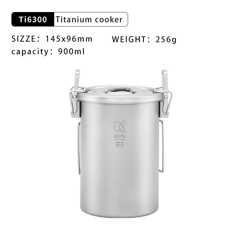 KEITH – cuiseur à riz en titane pur, pot de cuisson portable pour l'extérieur avec couvercle, ustens