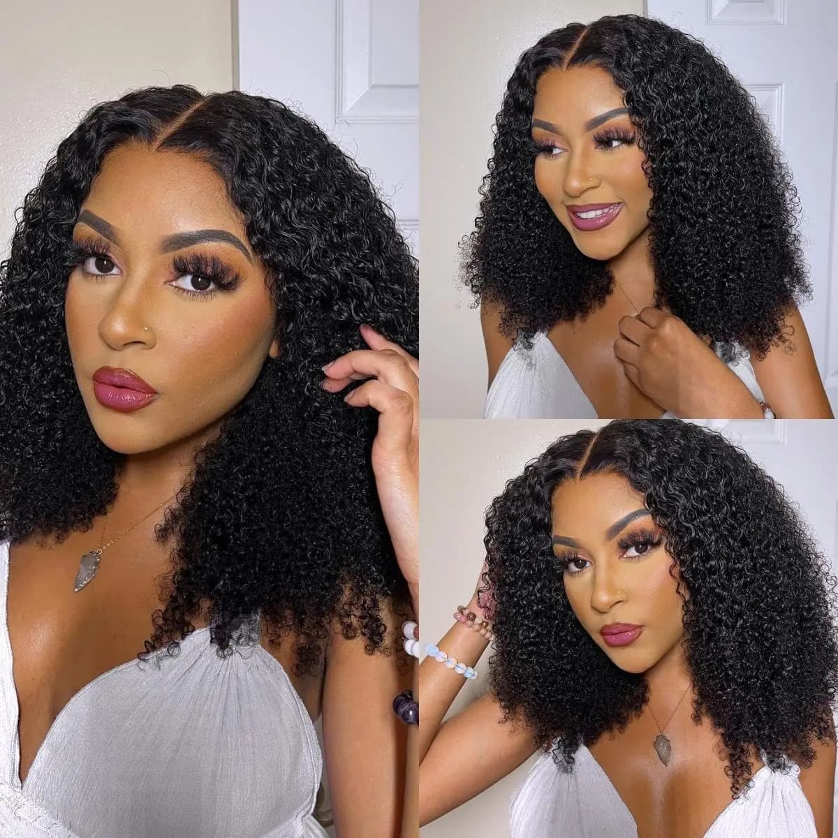 Demi-perruque 3 en 1, cheveux humains, Deep Wave, densité 220, prêt à porter, demi-perruque 3 en 1 a