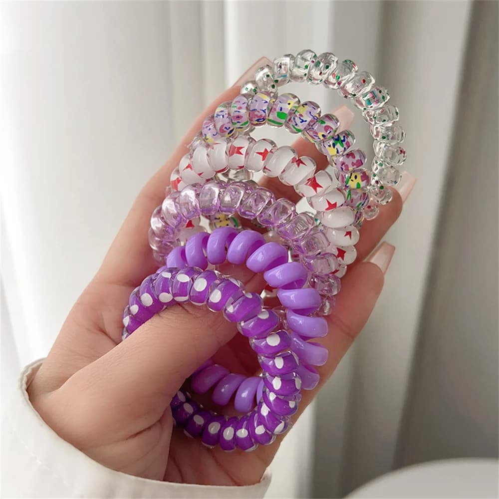 Cravates en spirale colorées pour femmes et filles, anneaux de cheveux en résine, bobine de MSI, por