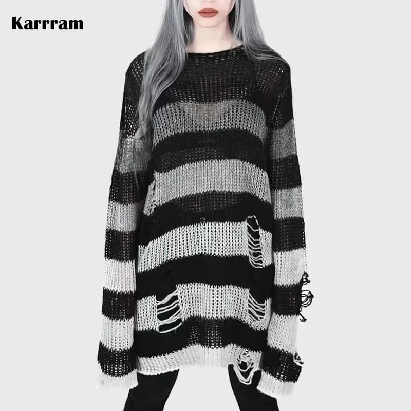 Karrram Punk gothique pull Emo hauts e-girls centre commercial Goth pulls Y2k Harajuku Grunge vêteme