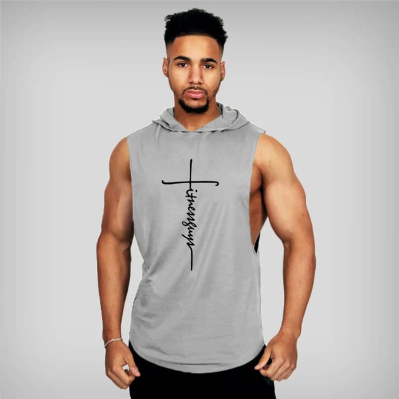 Gym Fitness gilets amples sans manches rue Hip Hop basket-ball débardeurs à capuche coton respirant 