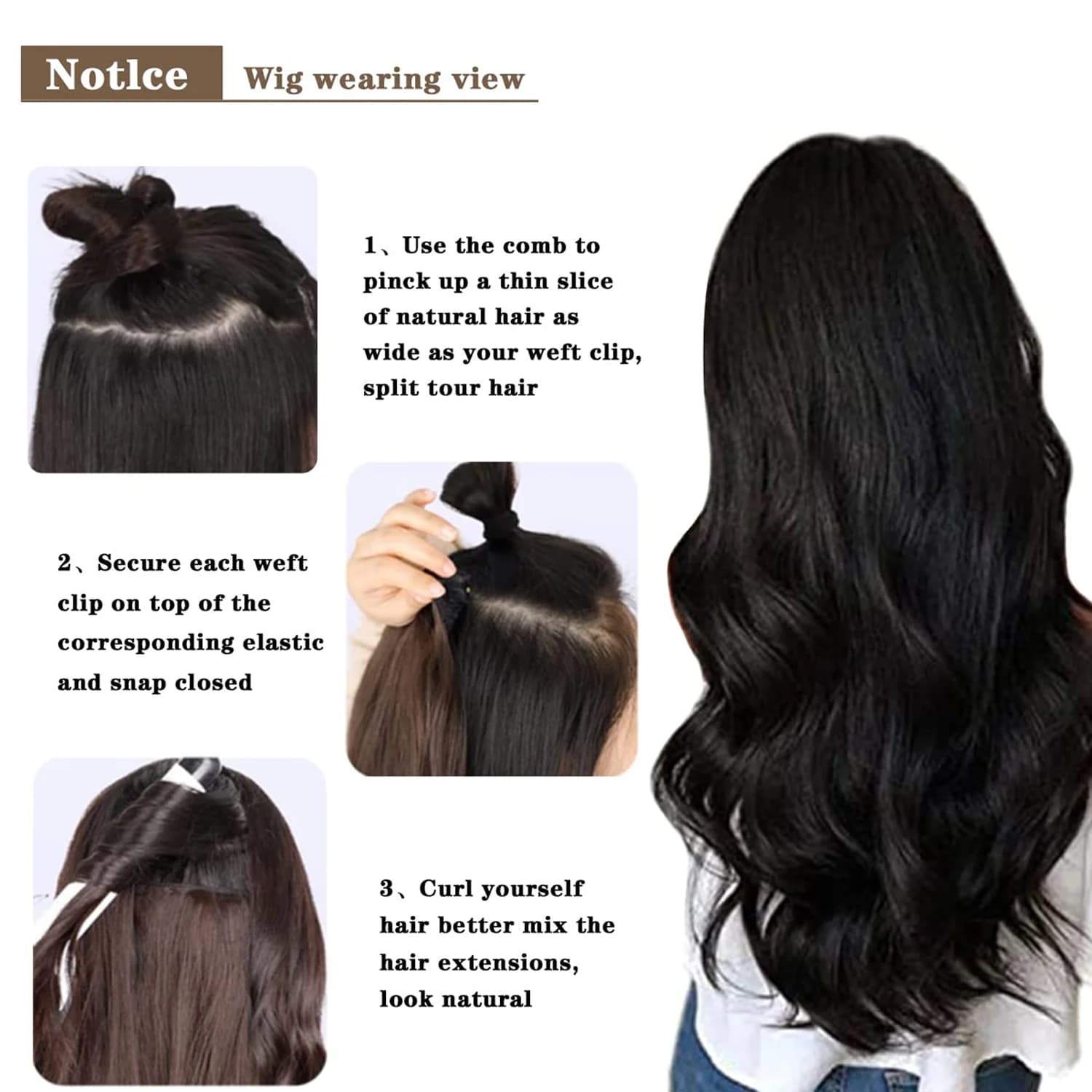 Extensions capillaires synthétiques à clips, 7 pièces, tête complète de 22 pouces, longues, bouclées