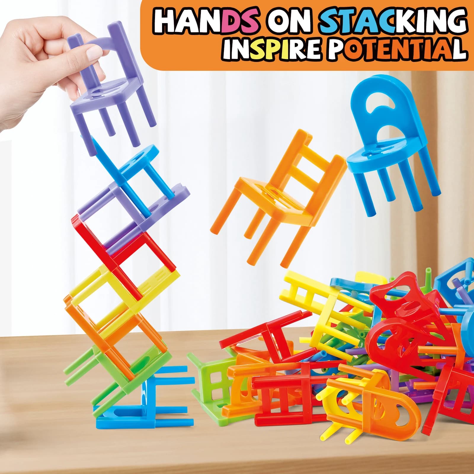 Jouets éducatifs, ensemble de jouets empilables pour chaises, blocs de construction, chaises empilab