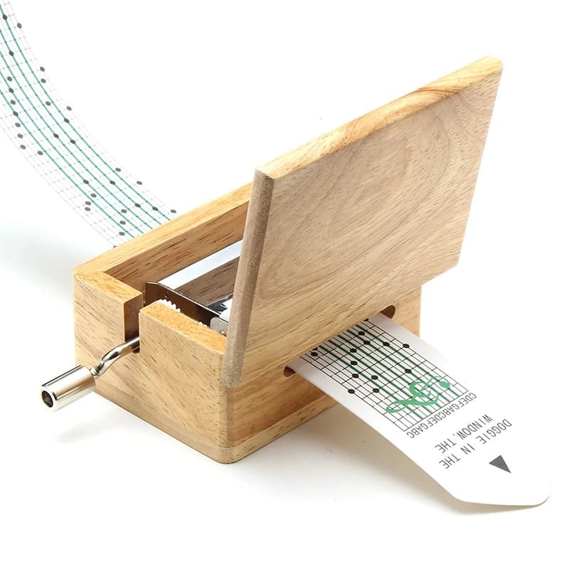 Boîte à musique à manivelle 15/30 tons, avec perforateur de ruban de papier, boîte en bois, mouvemen