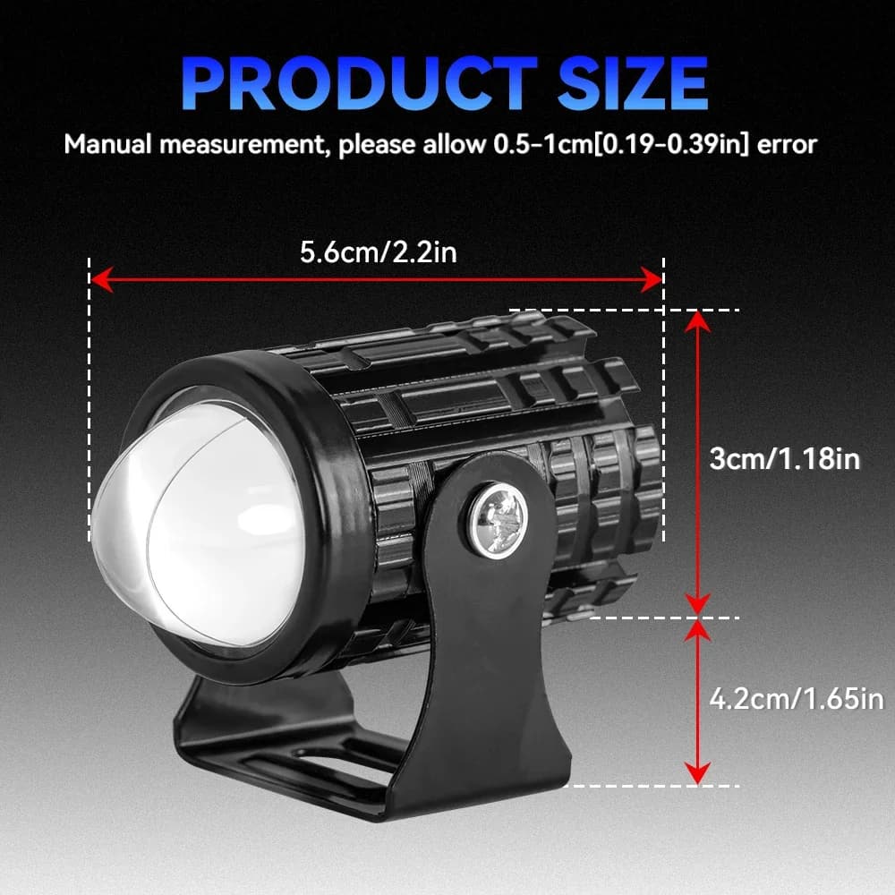 Phare Led pour Moto, 2 pièces, 12V, haute luminosité, lampe pour Moto, projecteurs auxiliaires
