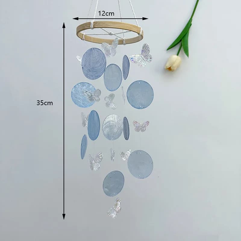 Carillons éoliens en coquillage papillon, attrape-rêves suspendu pour jardin, extérieur, intérieur, 