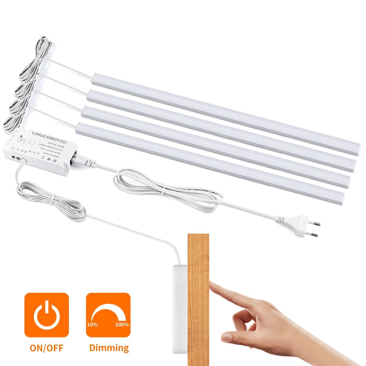 Bande lumineuse LED avec détecteur de mouvement, sans fil, pénétrable, bois, aluminium, interrupteur