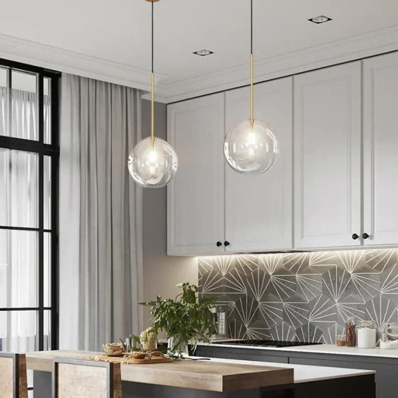 Boule de verre à bulles pendentif éclairage pour chambre chevet cuisine salle à manger salle de bain