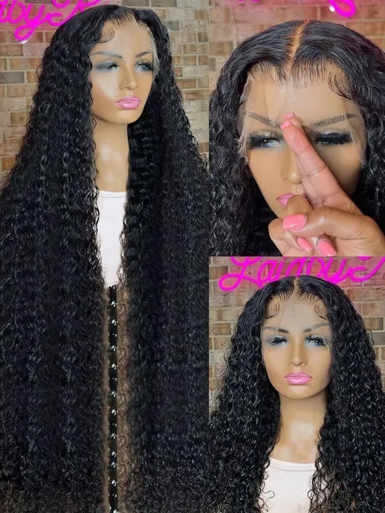 40 46 pouces vague profonde 13x6 13x4 Hd dentelle avant perruque de cheveux humains 250 densité eau 