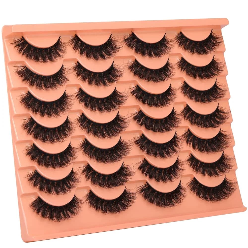 14 paires de faux cils d'aspect naturel, épais et moelleux, en Faux vison, Pack de cils œil de chat 
