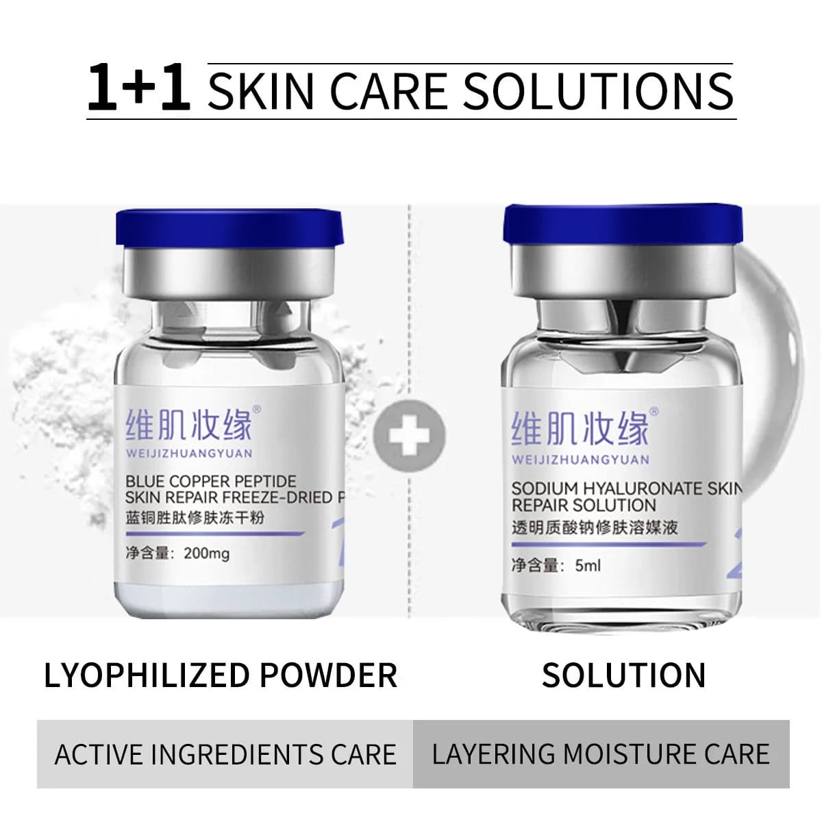 Ensemble de lyophilisation au Peptide de cuivre bleu, poudre lyophilisée, améliore les rides, Essenc