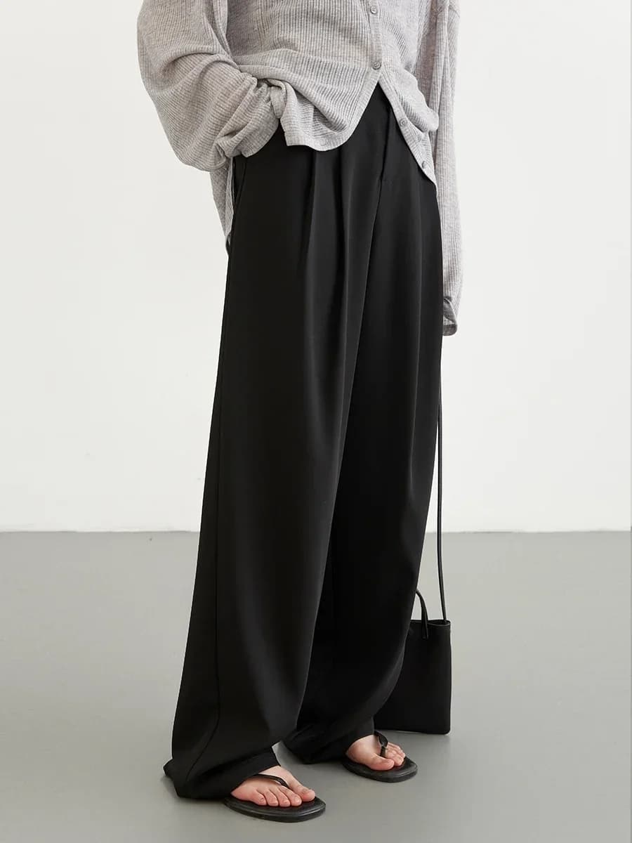 CHIC VEN femmes pantalons nouveau décontracté taille haute femme pantalon plissé tombant jambe large