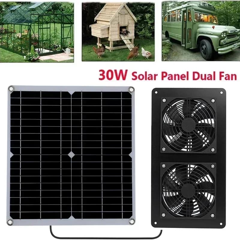 Ventilateur à panneau solaire extérieur pour entrepôt de chiens, température de refroidissement de l