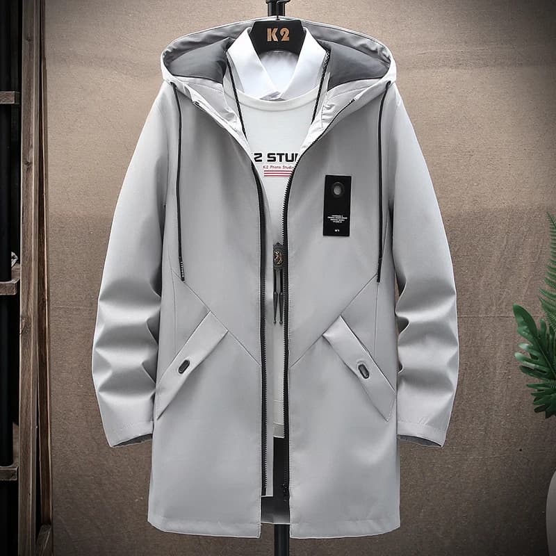 Manteau à capuche pour hommes, coupe-vent Long, classique, tendance, printemps-automne, décontracté,