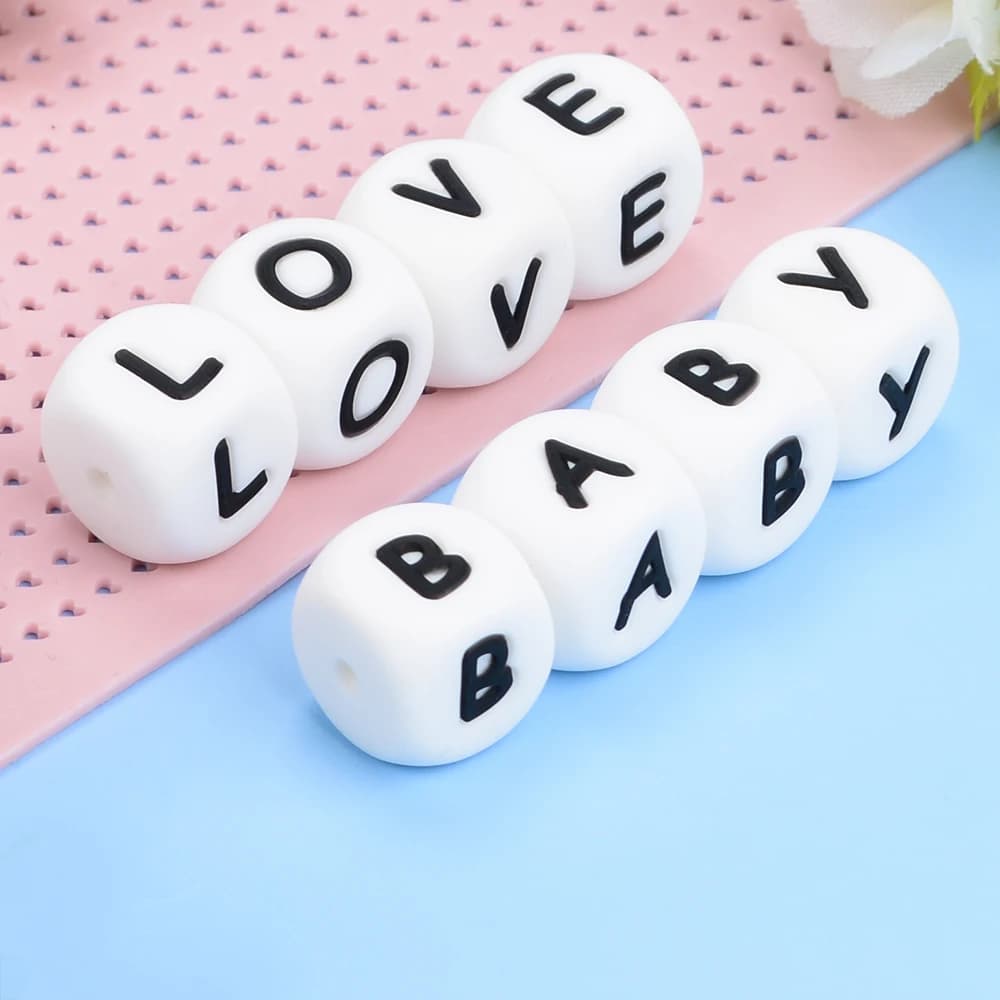 LOFCA 40 pièces/lot Alphabet 12mm lettre de qualité alimentaire perles en Silicone bébé perle sucett