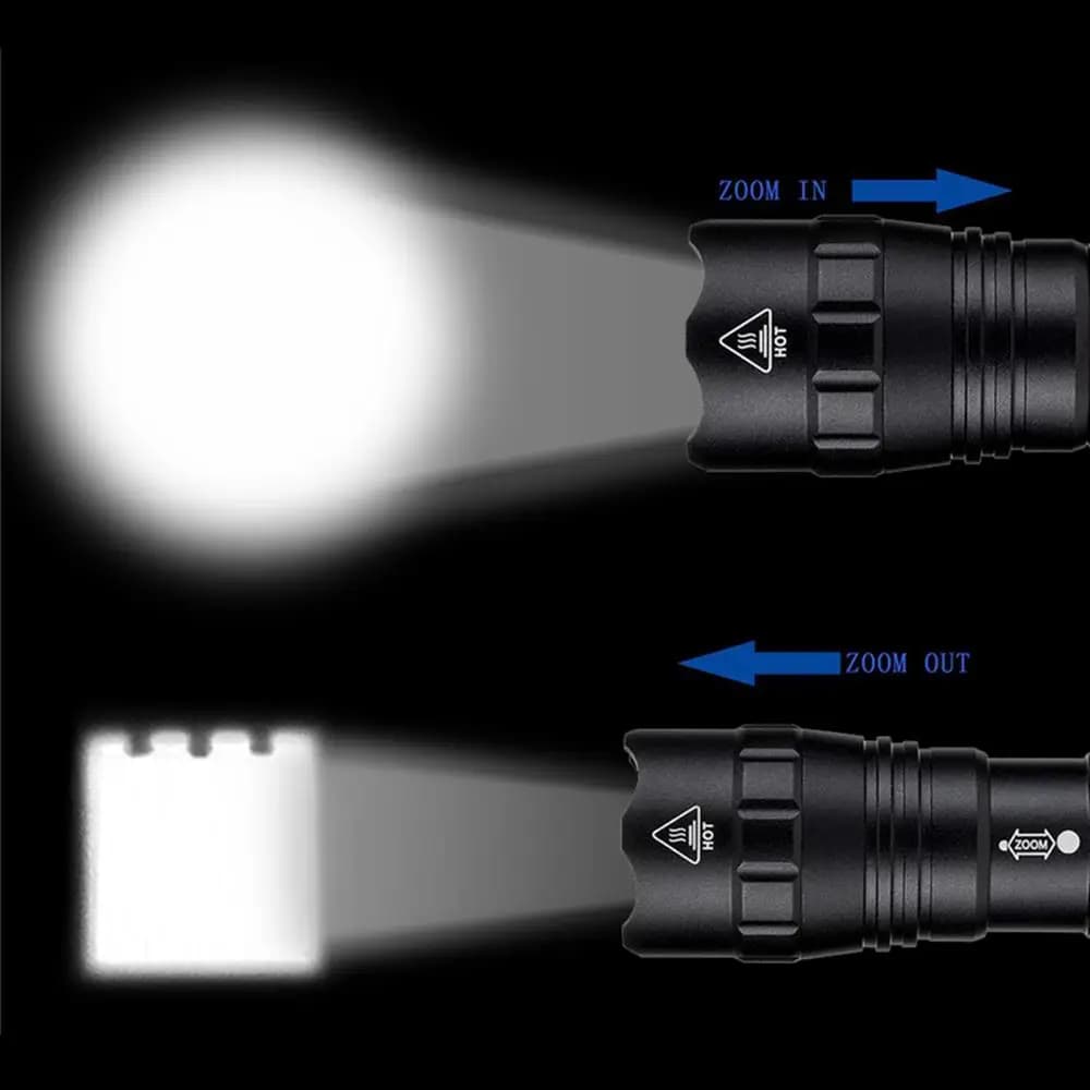 Lampe de poche tactique puissante à Zoom 12W, pour voyage en plein air, chasse, Camping, pêche, rand