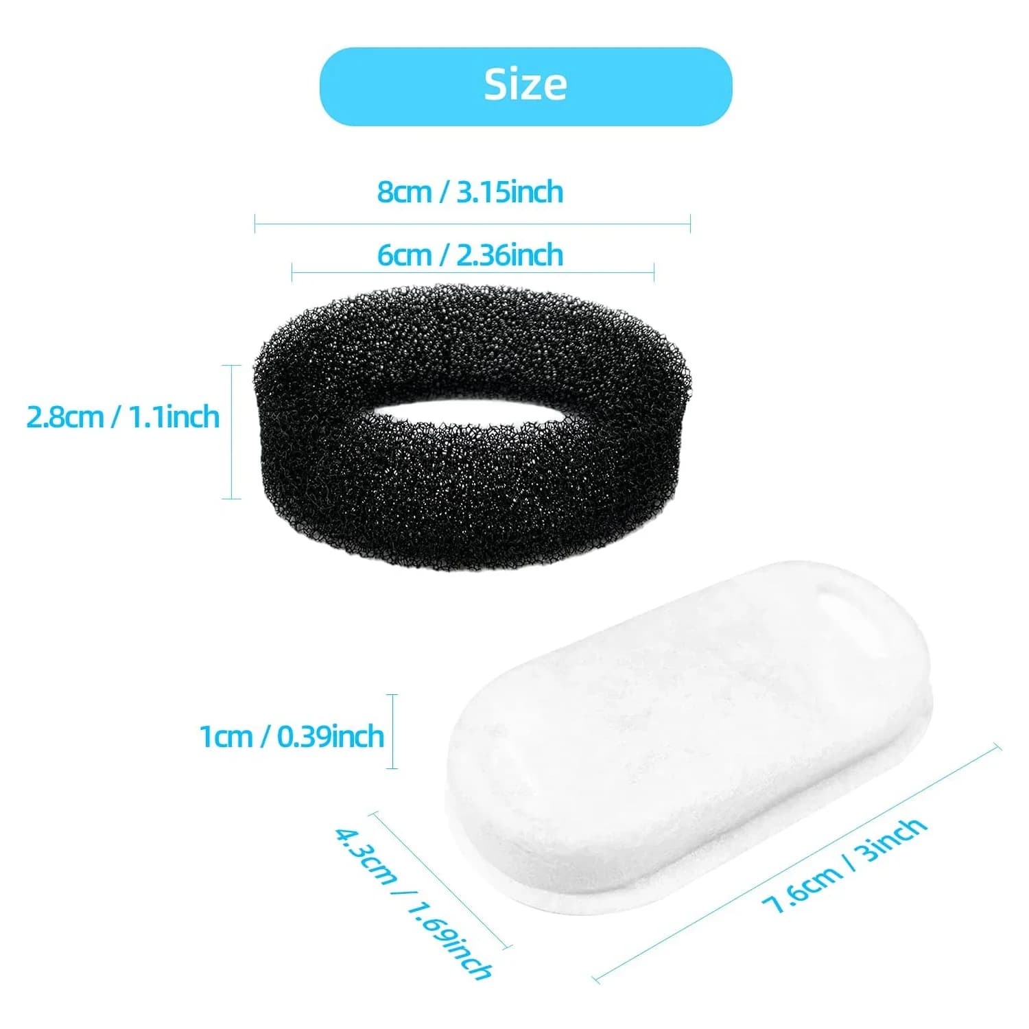 16 ensembles de filtres de fontaine à eau pour chat, pour 108Oz/3,2l et 67Oz/2L, débit d'eau réglabl