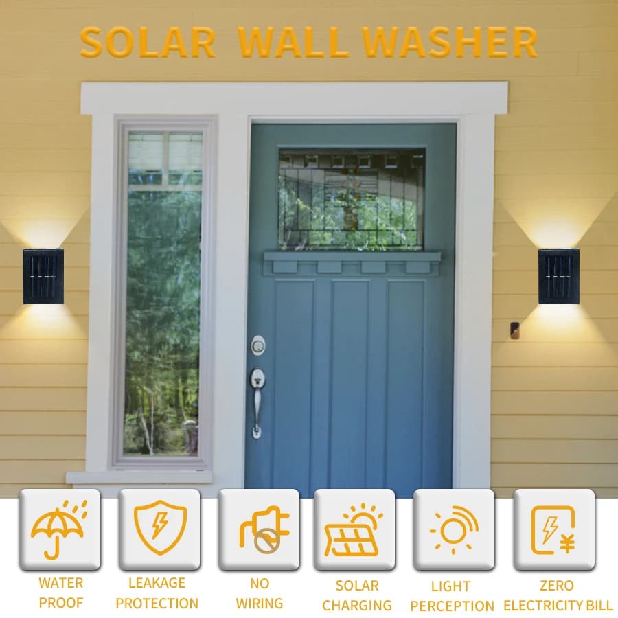 Applique Murale Solaire à LED, Imperméable, Haut et Bas, pour Décoration de Jardin, Chemin, Escalier