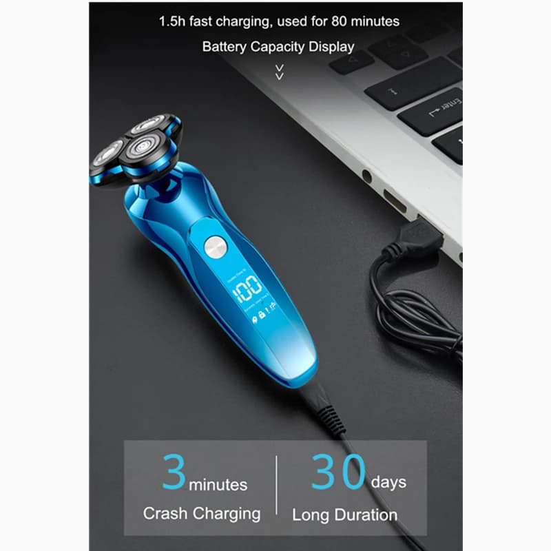 Rasoir électrique rotatif ZOZEN, tondeuse à barbe rechargeable, machine à raser pour hommes, utilisa