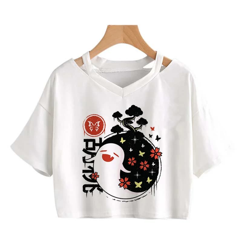 Haut court Kawaii Genshin Impact T-shirt femmes t-shirts graphiques Kawaii hauts Harajuku dessin ani