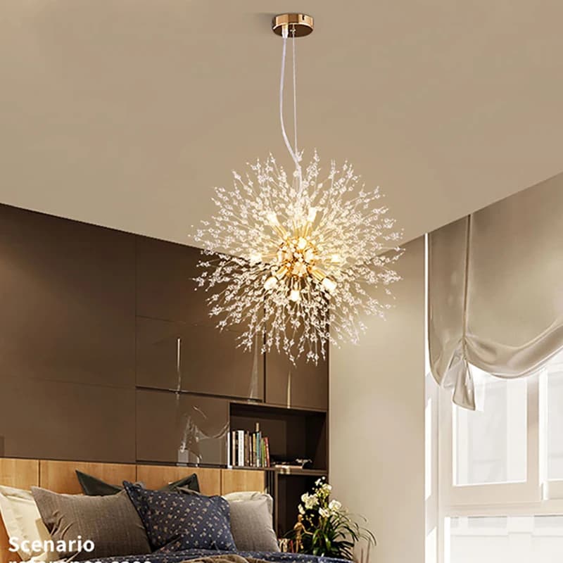 Moderne ciel étoile boule de feu cristal pendentif LED éclairage pissenlit Restaurant, salon pendent