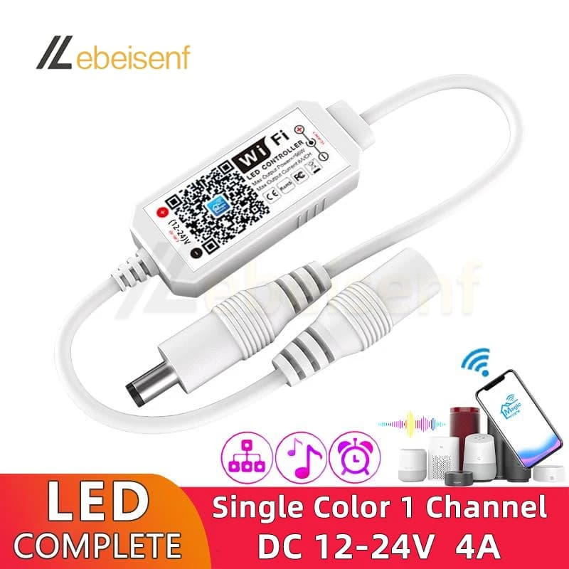 Variateur LED monochrome, contrôleur WiFi, DC 12V 24V 96W, application intelligente, contrôle de gra
