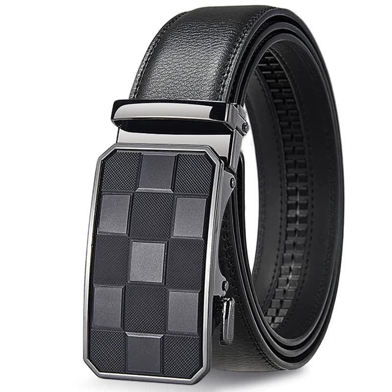 Ceinture automatique pour hommes Ceinture à boucle réglable en cuir véritable Ceinture de style équi