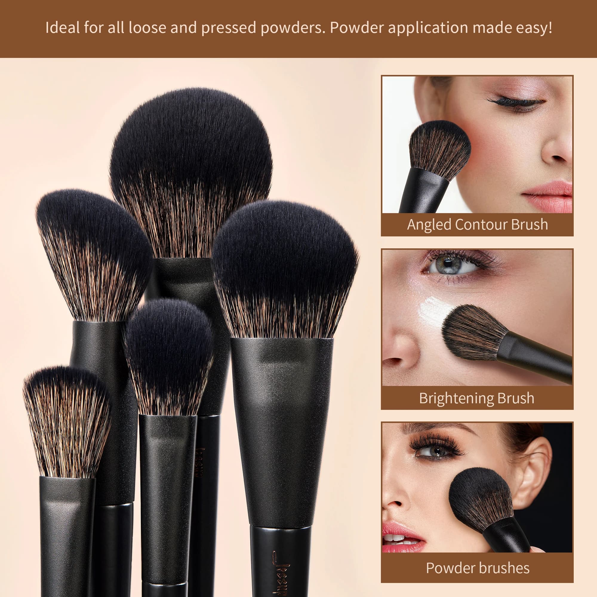 Jessup ensemble de pinceaux de maquillage, 10-14 pièces pinceau de maquillage Contour fond de teint 