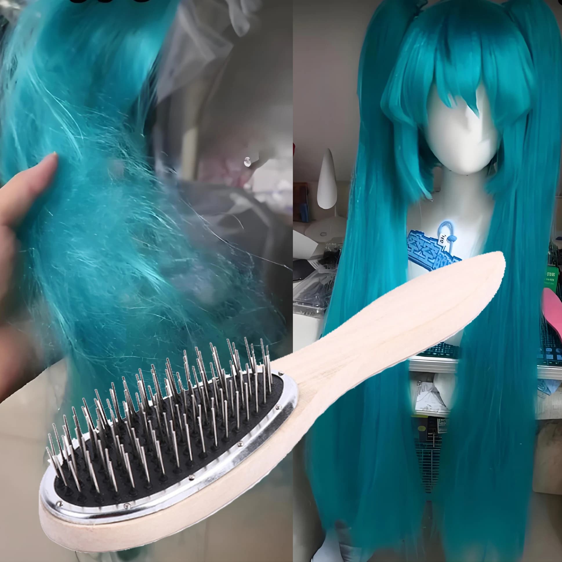 Brosse professionnelle pour perruque, peigne en acier antistatique pour la formation des Extensions 