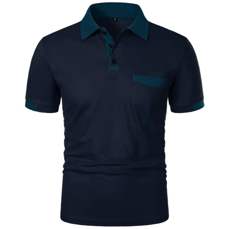 Nouveaux t-shirts à manches courtes pour hommes, Polo de couleur unie avec poches, chemises de base 