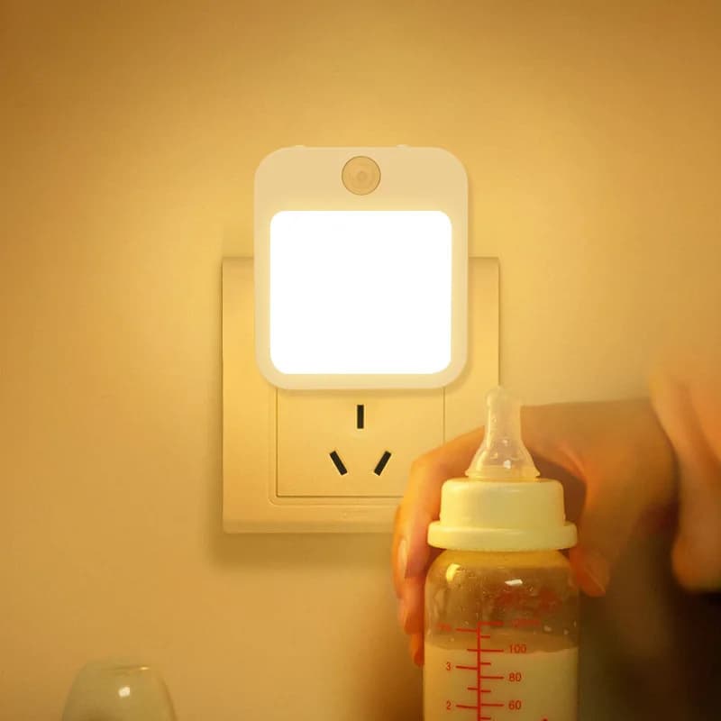 Veilleuses LED à capteur de mouvement, prise UE, lumière d'armoire à intensité variable pour bébé, c