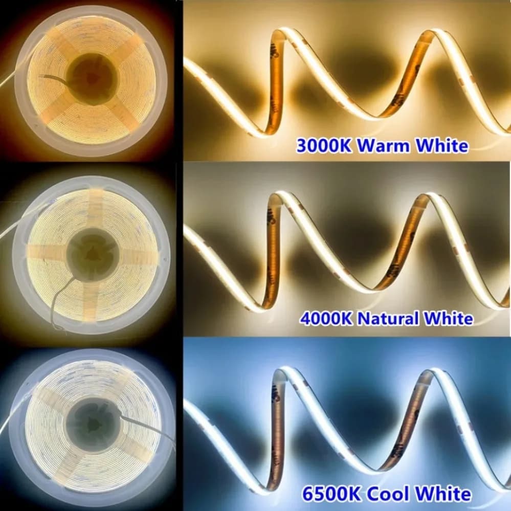 Bande Lumineuse LED COB à Haute Densité, Ruban Flexible, 320-480 K, RA90/RA95, DC12V 24V, 3000 6500 