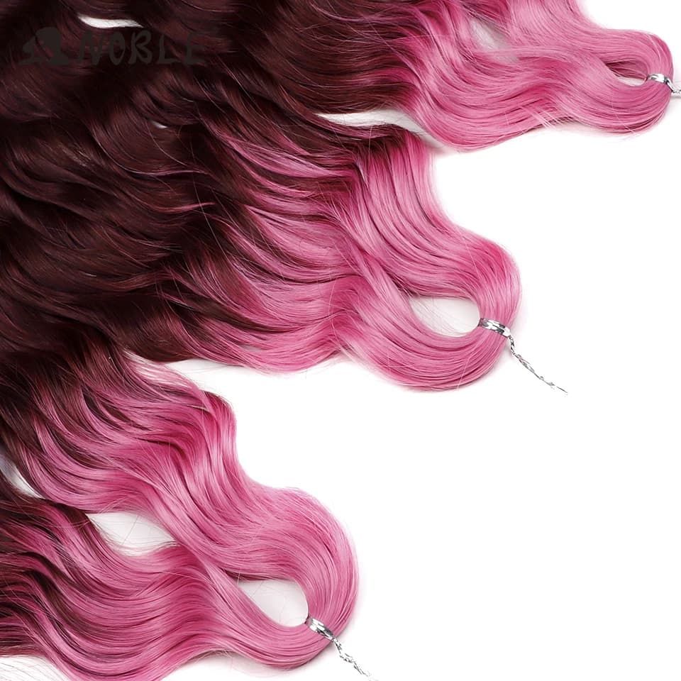 Noble 24 pouces cheveux synthétiques vague d'eau tressage Extensions de cheveux Ombre arc-en-ciel co
