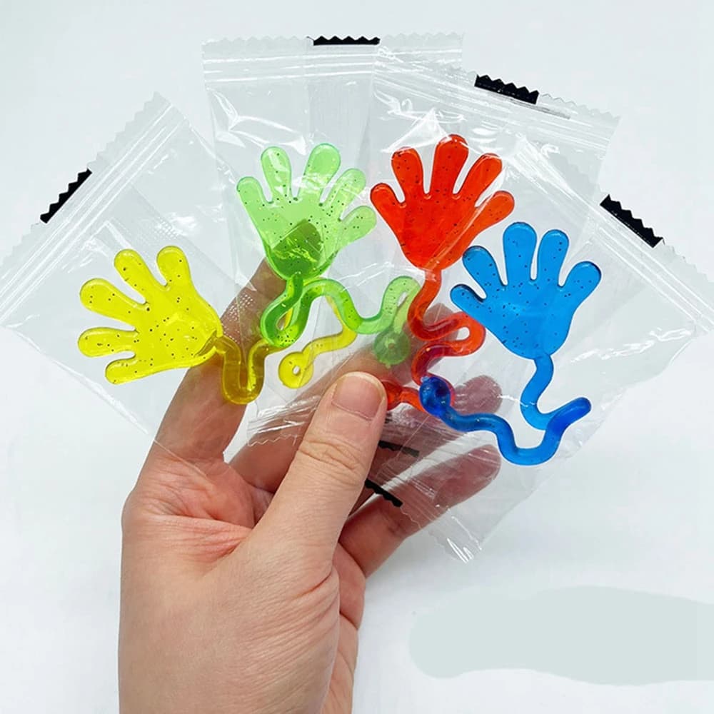 Mini mains collantes à paillettes pour enfants et adultes, 12 pièces, jouets sensoriels extensibles 