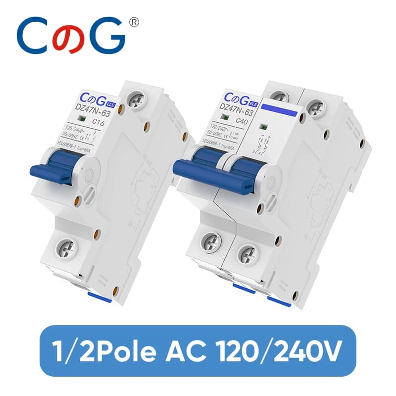 CG DZ47N 1P/2P 6A 10A 16A 20A 25A 32A 40A 50A 63A disjoncteur 120/240V MCB monté sur Rail Din interr