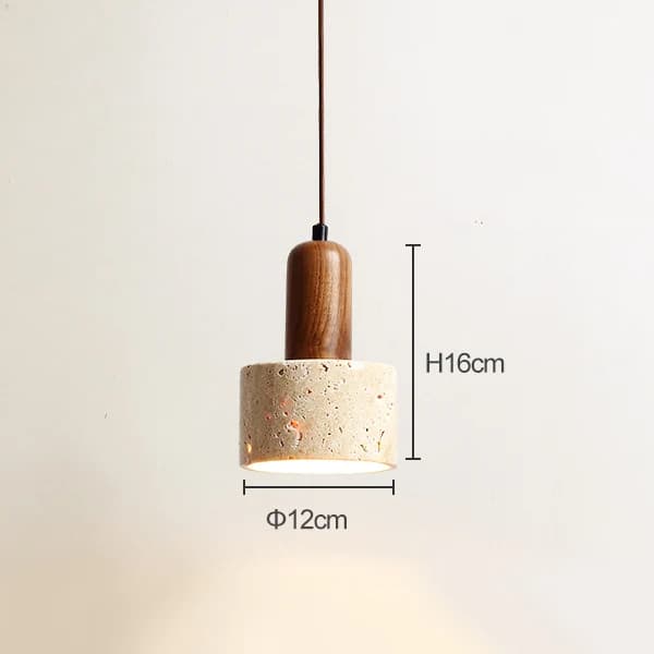 Lampe Suspendue en Pierre de Travertin Jaune de Style Japonais Luminaire Décoratif d'Nik, Idéal pour