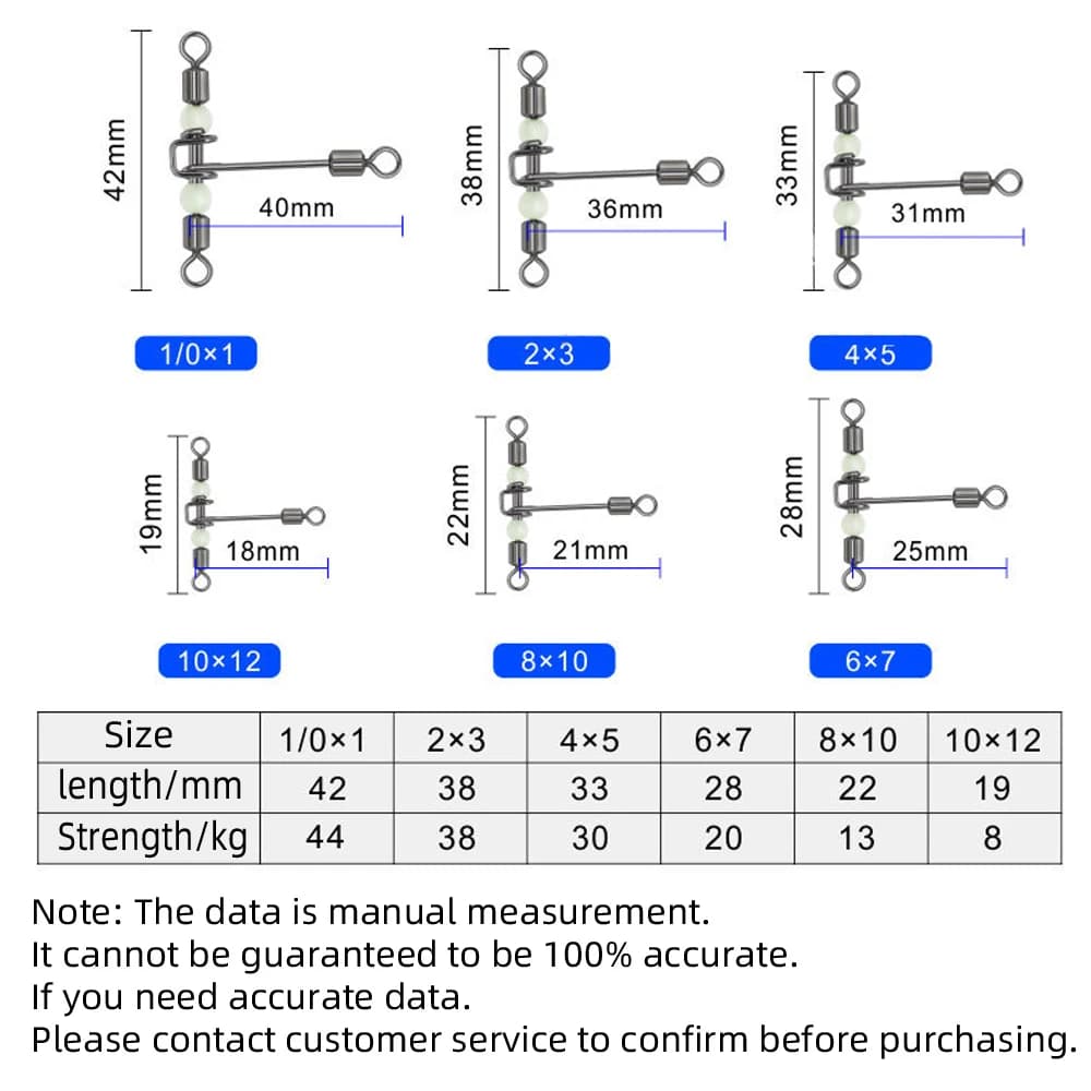 DNDYUJU 10 pièces 3 voies lumineux en forme de T transversale pivotant avec perles perles émerillons