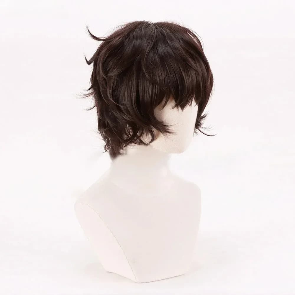 Anime Dazai Osamu perruque Cosplay brun foncé court bouclés Dazai Osamu Cosplay perruque résistant à