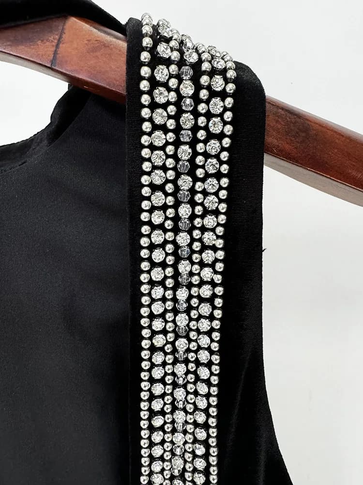 Robe à perles lourdes pour femmes, Streetwear tendance, élégante, amincissante, Sexy, dos nu, en vel
