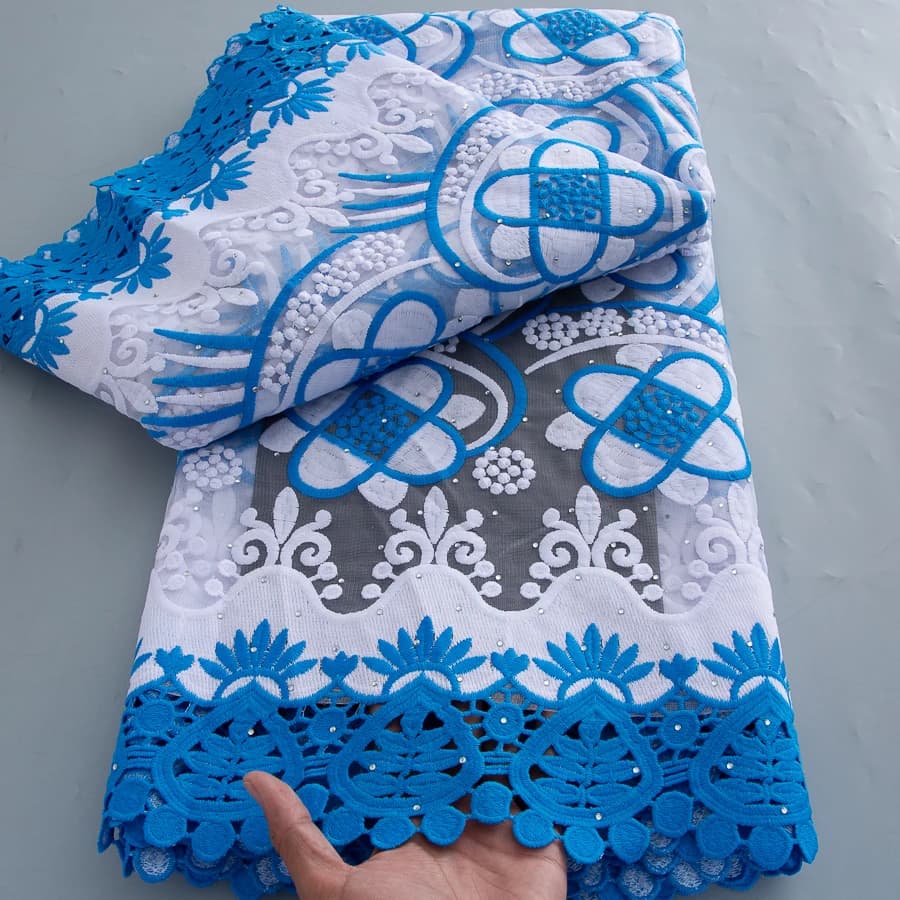 5 Yards de Tissu en Dentelle de Tulle Africain Soie Lactée, Nouvelle Dentelle Nigériane Française en