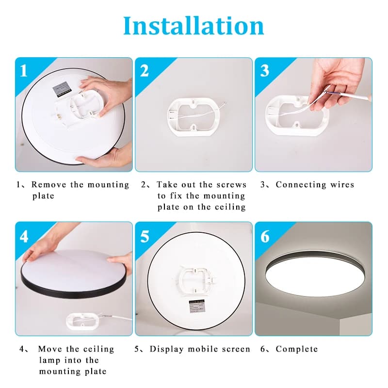 Plafonnier Bambou Led Rond Étanche De 18W, 30W,40W,Decken Lampe Led Luminaire De Plafond Pour Cuisin