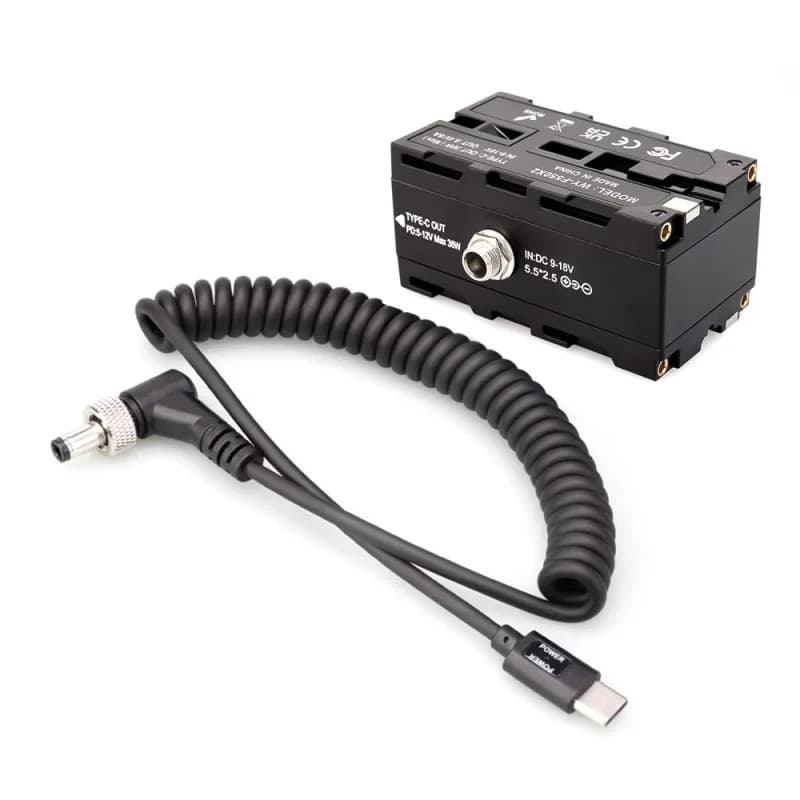 Adaptateur d'alimentation de batterie DUNIBattery de type C à double face NP-F550/570/770/970 pour l