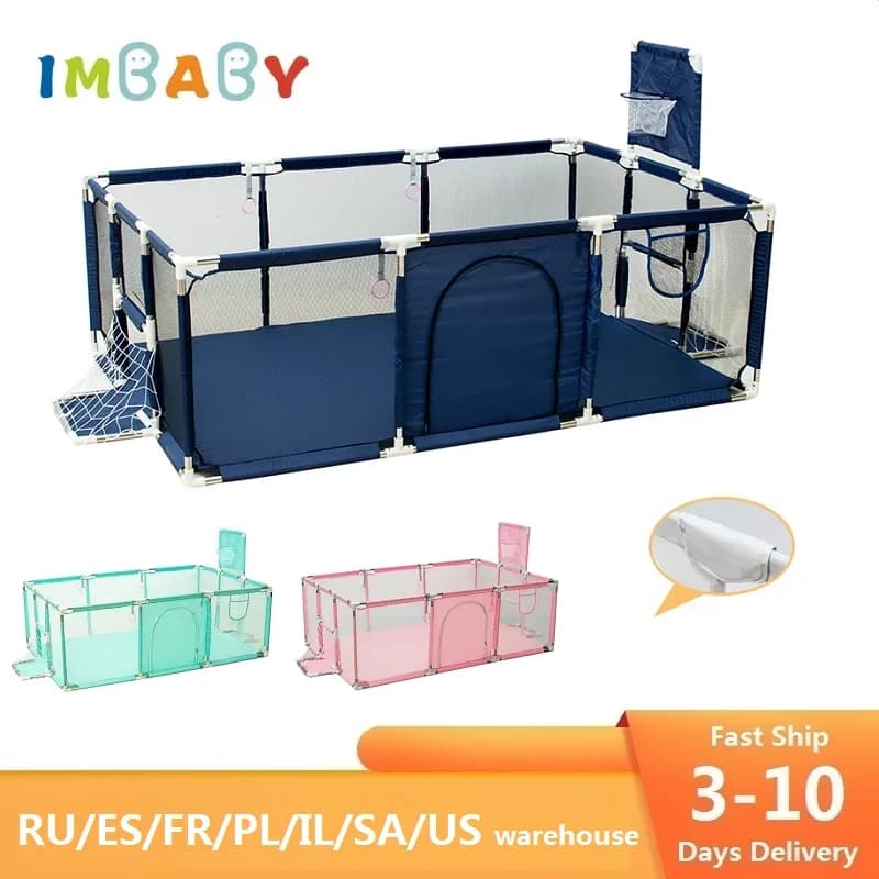 IMBABY Grand parc pour 0 à 6 ans – Jardin de jeu de sécurité intérieure/extérieure avec rembourrage 