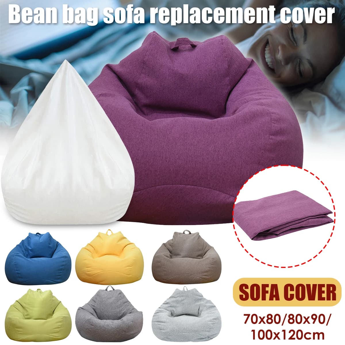 Grand pouf chaise housse de canapé confortable extérieur paresseux siège sac housse de canapé sans r