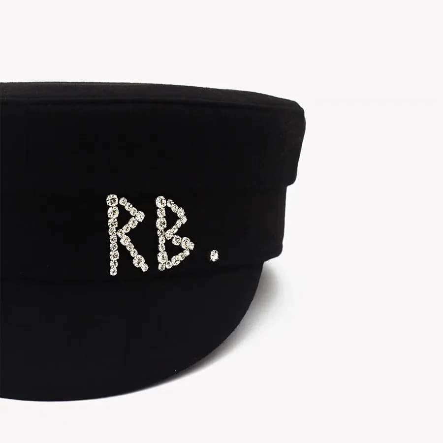 Casquettes gavroche en laine pour femmes, casquette plate avec lettre en diamant, chapeau de bureau 