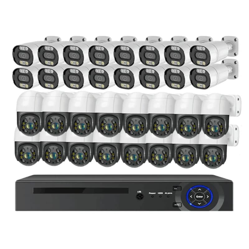 Kit de caméra réseau PTZ extérieure 4MP 8MP 32 canaux avec audio bidirectionnel, système de sécurité