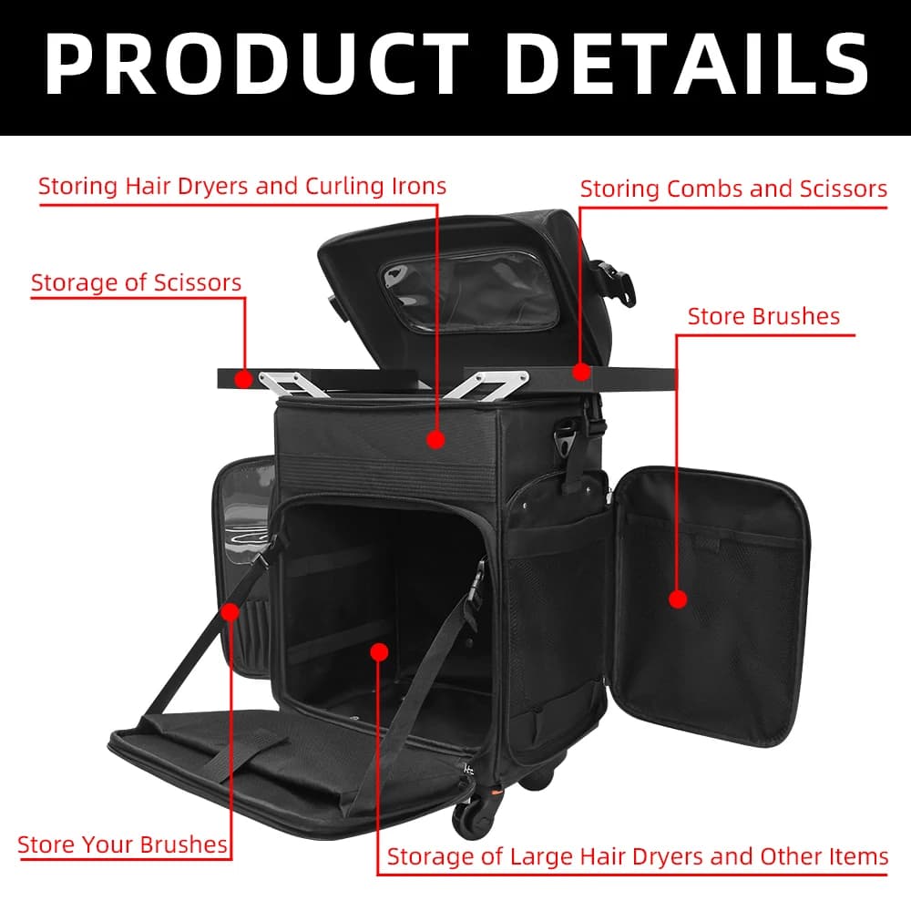 Pro Beauty Organizer Trolley Case-maquillage/coiffeur/barbier boîte à outils multifonctionnelle avec