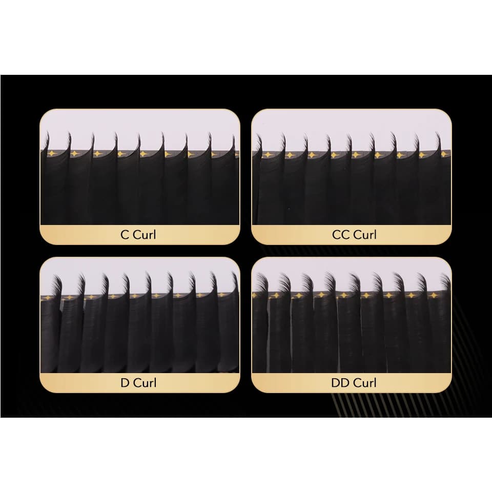 Lot de 10 plateaux d'extensions de cils en cachemire, noir mat, volume individuel, 5-25mm, 0.03 0.05